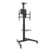Tooq Cometa Soporte de Suelo para TV de 37 a 70" - Bandeja Multiusos - Peso Max. 50kg - Altura, Inclinacion y Rotacion Ajustables - Ruedas - Color Negro