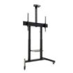 Tooq Aquiles Soporte de Suelo para Pantallas Interactivas/TV de 60 a 100" - Bandeja Multiusos - Peso Max. 120kg - Altura e Inclinacion Ajustables - Elevacion con Manivela - Ruedas - Color Negro