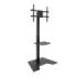 Tooq Minos Soporte de Suelo para Pantallas de 37-70" - Bandeja Inferior Multiusos - Altura, Giro y Rotacion Regulables - Gestion de Cables - Peso Max 70kg - VESA Max 200x200 - Color Negro