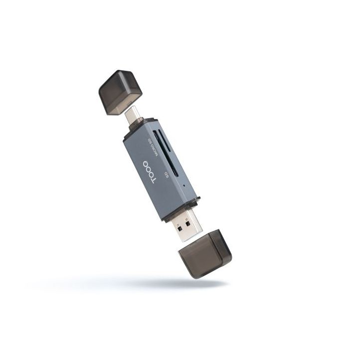 Tooq Lector de Tarjetas USB-C y USB-A - Compatible con SD, Micro SD y TF - Color Gris