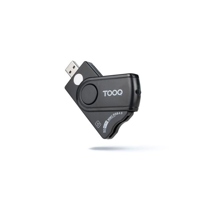 Tooq Lector de Tarjeta Inteligente y DNI + SIM, SD y SF - USB-A - Compatible con DNI 4.0 y Documento de Identidad de Portugal - Color Negro