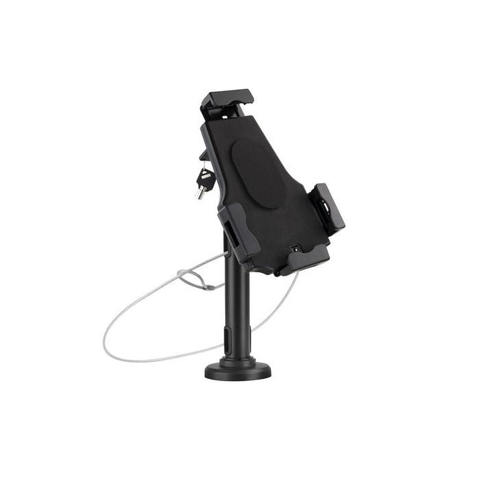 Tooq Soporte de Sobremesa y Pared Profesional Ajustable para Tablet de entre 7.9” a 10.5” - Incluye Candado Antirrobo - Organizador de Cables - Color Negro