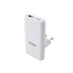 Tooq Adaptador de Viaje - Compatibilidad con EU, KR, UK - Tecnologia GaN 65W - Puerto USB-C PD y USB-A QC - Color Blanco