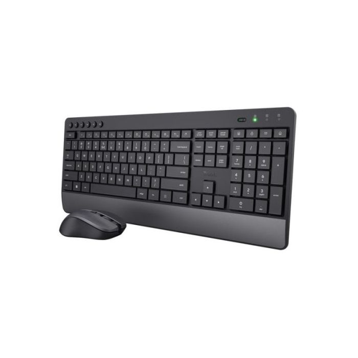 Trust Trezo Pack Teclado + Raton Inalambrico - Teclas Silenciosas - Fabricado con Material Reciclado - Color Negro