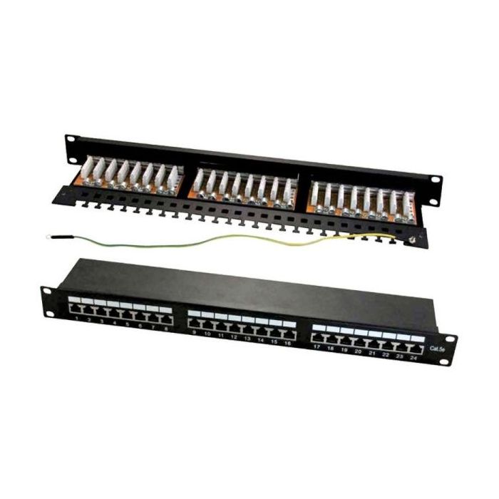 WP Patch Panel de 24 Puertos RJ45 Cat. 6A STP 1U - Color Negro