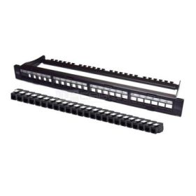 WP Patch Panel de 24 Puertos RJ45 CAT6A UTP - 1U Modular sin Herramientas - Color Negro