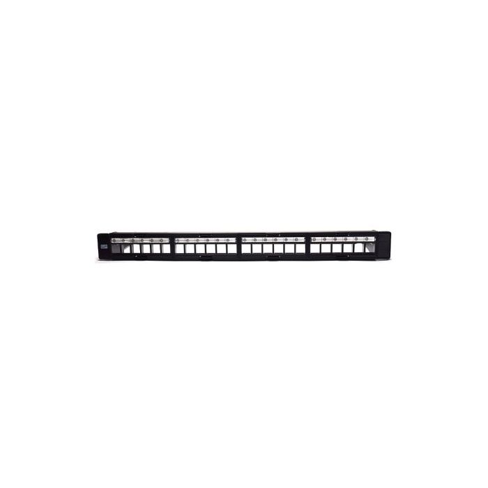 WP Patch Panel de 24 Puertos RJ45 CAT6 STP - 1U Keystone Modular - Color Negro