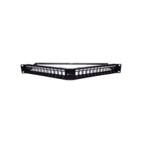 WP Patch Panel de 24 Puertos RJ45 CAT6 UTP - 1U Keystone Angulado - Color Negro