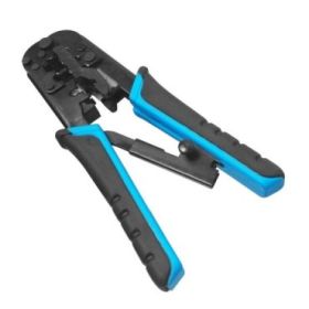 WP Crimpadora Metalica para RJ11/RJ12/RJ45 de Carraca - Funcion Pelacables - Color Negro y Azul