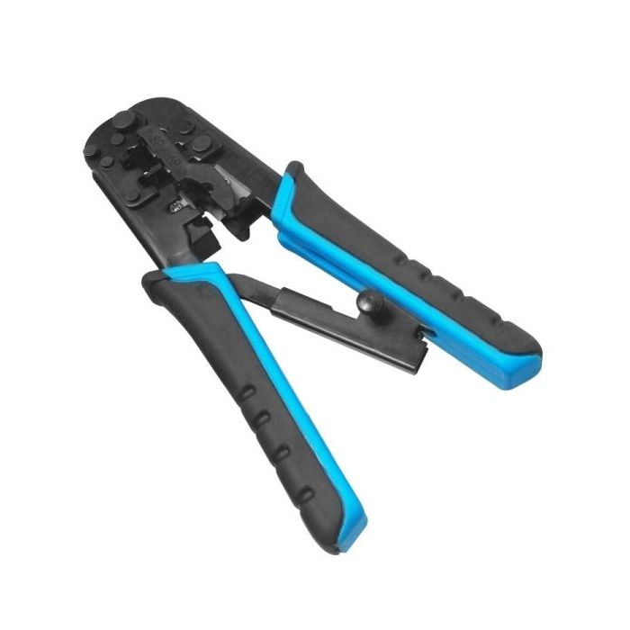 WP Crimpadora Metalica para RJ11/RJ12/RJ45 de Carraca - Funcion Pelacables - Color Negro y Azul