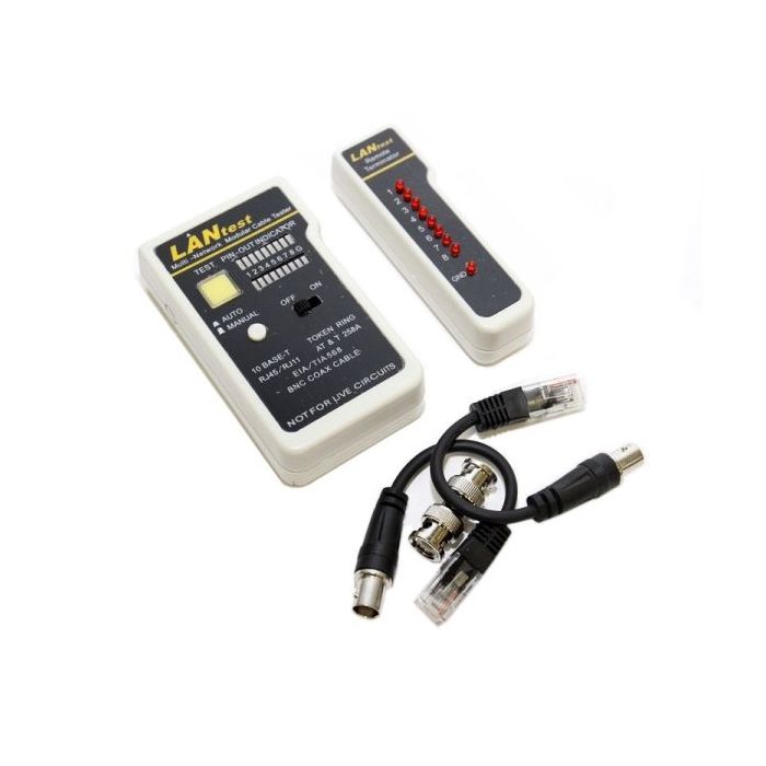 WP Testeador de Red RJ11 / RJ12 / RJ45 / BNC - Color Blanco y Negro