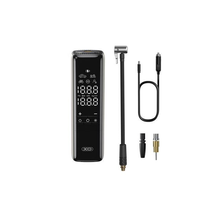 XO CZ017 Inflador de Aire Portatil - Pantalla LCD - 3 Bocas - 12V - Color Negro