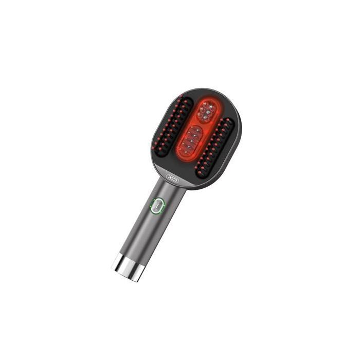 XO FG12 Secador con Cepillo y Funcion Masaje - Potencia 5W - Bateria de 1500mAh - Terapia con Luz Roja - Color Gris