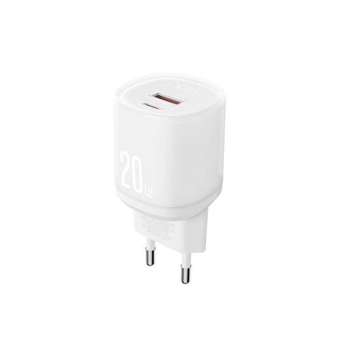 XO L144 Cargador de Corriente 20W - USB-A y USB-C - PD 3.0 - Color Blanco