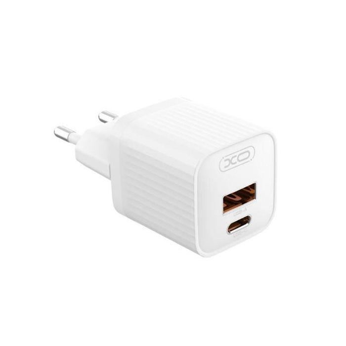 XO L147 Cargador de Corriente 20W - USB-A y USB-C - Carga Rapida - Color Blanco