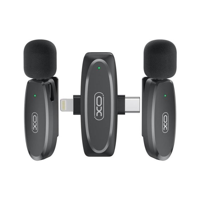 XO MKF10 Microfono Inalambrico de Solapa - Conector Tipo C y Lightning - Color Negro