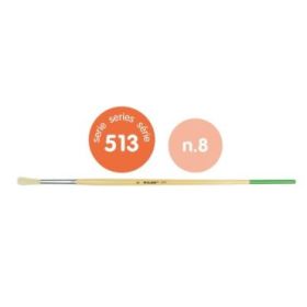 Milan 513 Pack de 6 Pinceles Redondos para Oleo Numero 8 - Bolsa con Colgador - Cerda Natural - Color Madera Claro