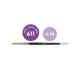 Milan 612 Premium Synthetic Pack de 3 Pinceles Redondos Numero 14 - Bolsa con Colgador - Pelo Sintetico - Mango Corto - Color Negro