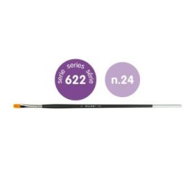 Milan 612 Premium Synthetic Pack de 2 Pinceles Planos Numero 24 - Bolsa con Colgador - Pelo Sintetico - Mango Largo - Color Madera Oscuro