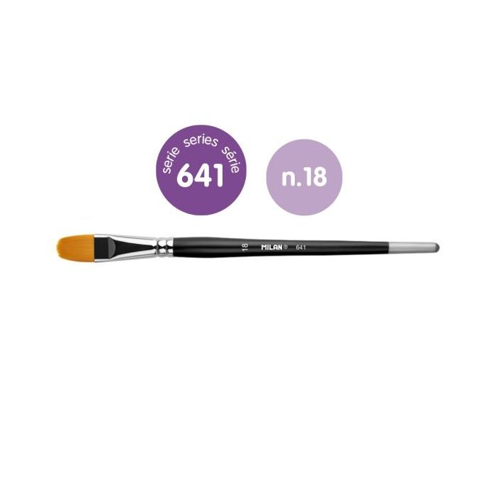 Milan 612 Premium Synthetic Pack de 4 Pinceles Lengua de Gato Numero 18 - Bolsa con Colgador - Pelo Sintetico - Mango Corto - Color Negro