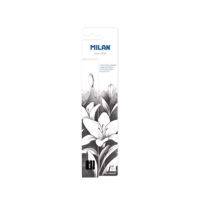 Milan Art Pack de 3 Lapices de Carboncillo - Color Negro