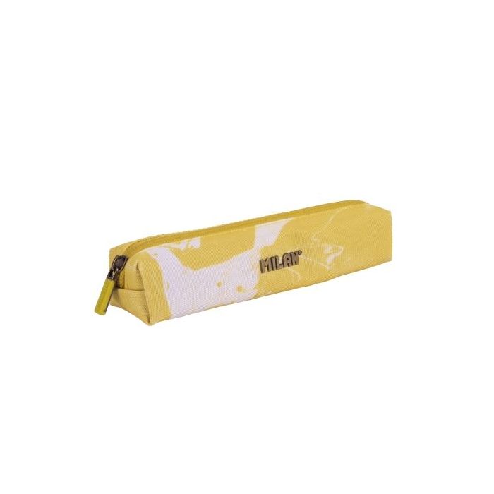 Milan Lava Mini Estuche Portatodo - Redondo - Cierre de Cremallera - 20.5x4.5x5cm - Color Amarillo