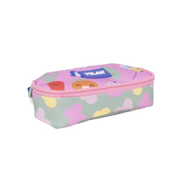 Milan Green and Grow Estuche Portatodo - Ovalado - Cierre con Cremallera - Malla Interior - 20.5x9x5.5cm - Multicolor