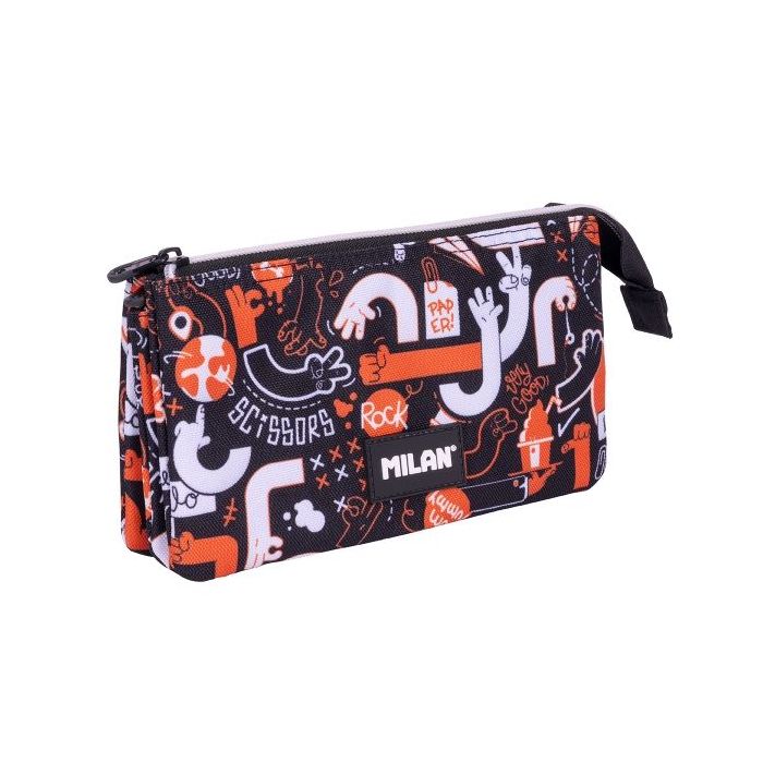 Milan Fingers Estuche Portatodo - 5 Compartimentos - 22x12x4cm - Color Naranja