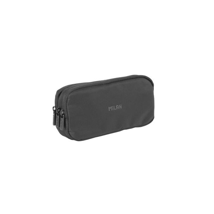 Milan Shadow Estuche Portatodo - Cremallera - 3 Compartimentos - 22x11x6.5cm - Color Negro