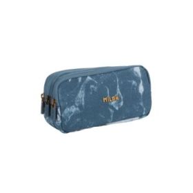 Milan Lava Estuche Portatodo - Cremallera - 3 Compartimentos - 22x11x6.5cm - Color Azul
