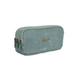 Milan Lava Estuche Portatodo - Cremallera - 3 Compartimentos - 22x11x6.5cm - Color Verde