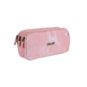 Milan Lava Estuche Portatodo - Cremallera - 3 Compartimentos - 22x11x6.5cm - Color Rosa