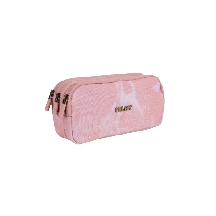 Milan Lava Estuche Portatodo - Cremallera - 3 Compartimentos - 22x11x6.5cm - Color Rosa