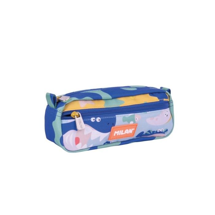 Milan Blue Odyssey Estuche Portatodo - Rectangular - 2 Cremalleras - 21x8.5x6.1cm - Multicolor