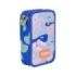 Milan Blue Odyssey Plumier de 2 Pisos con Regla - Sacapuntas - Gomas de Borrar - Lapices de Grafito y de Colores - Rotuladores - Boligrafo Azul - 19.5x13x5cm - Multicolor