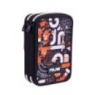 Milan Fingers Plumier de 2 Pisos con Regla - Sacapuntas - Gomas de Borrar - Lapices de Grafito y de Colores - Rotuladores - Boligrafo Azul - 19.5x13x5cm - Color Naranja