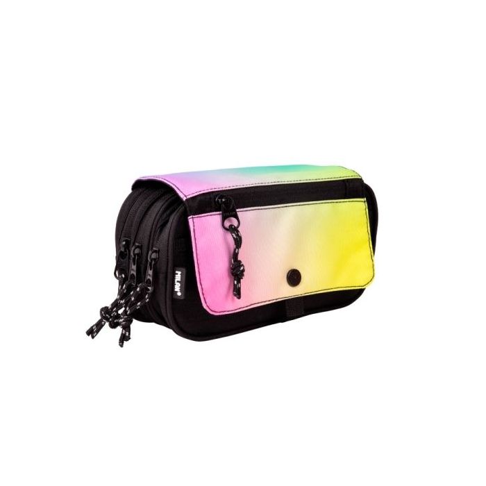Milan Sunset Estuche Portatodo con Solapa - Cremallera - 4 Compartimentos - 13x24x10cm - Multicolor