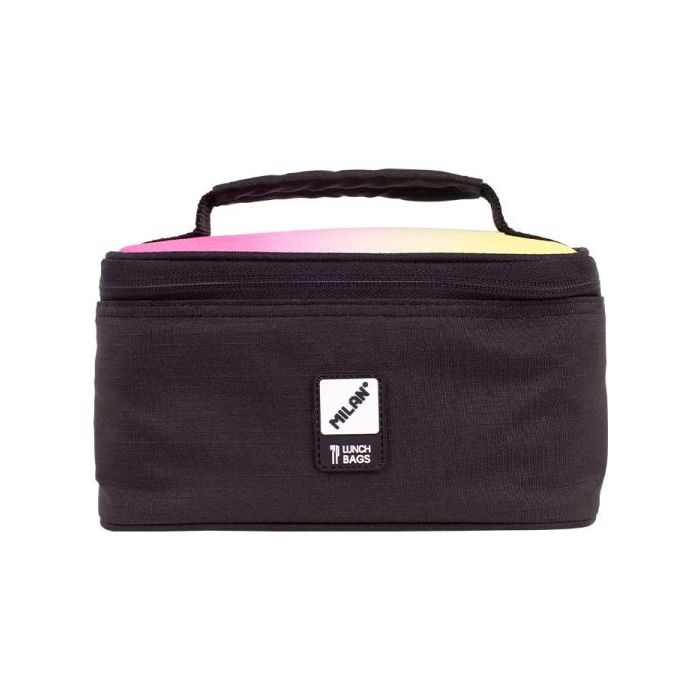 Milan Sunset Bolsa Isotermica Porta Alimentos de 1.5L - Incluye 1 Recipiente - 22x12.5x12cm - Color Negro