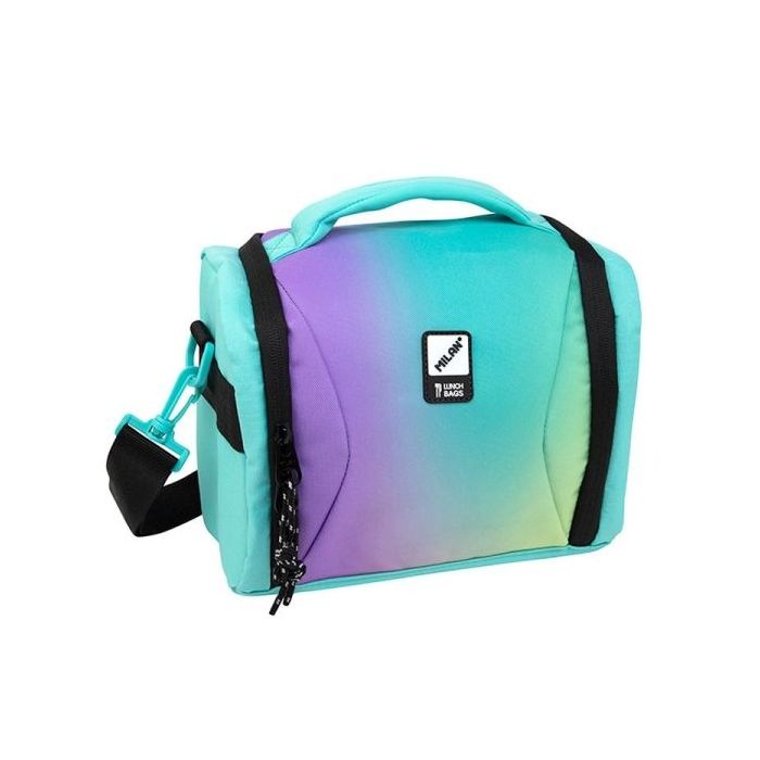 Milan Sunset Bolsa Isotermica Porta Alimentos 5L - Interior Aislante Termico - Apertura Total - Correa Regulable y Extraible - Color Turquesa