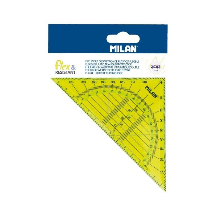 Milan Flex and Resistant Acid Escuadra Geometrica 14cm - Borde Biselado - Flexible - Translucido - Color Rosa
