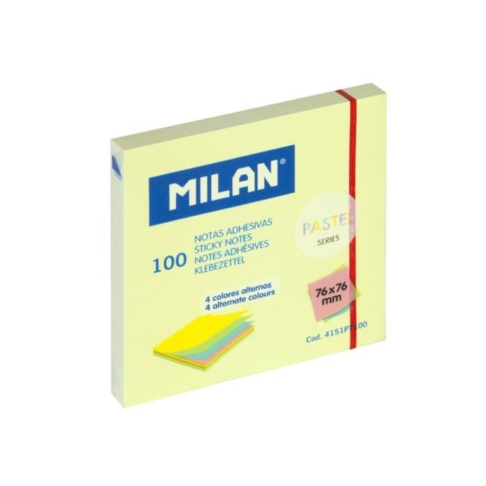 Milan Pastel Pack de 100 Notas Adhesivas - 76x76mm - Colores Pastel Surtidos