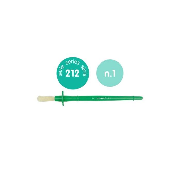 Milan 212 Pincel para Cola y Tempera Numero 1 - Cerda Natural - Color Verde