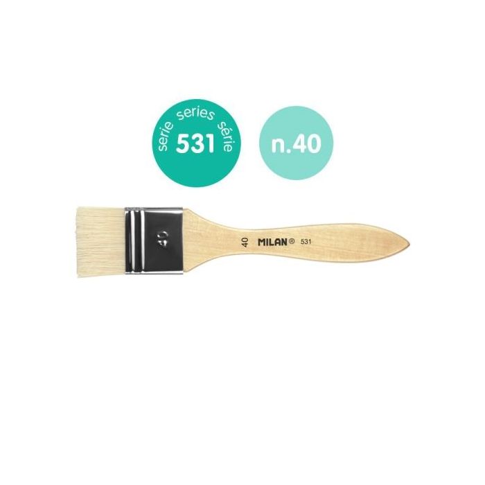 Milan 531 Paletina para Barnices y Oleo de 40mm - Cerda Natural - Mango Corto - Color Madera Claro