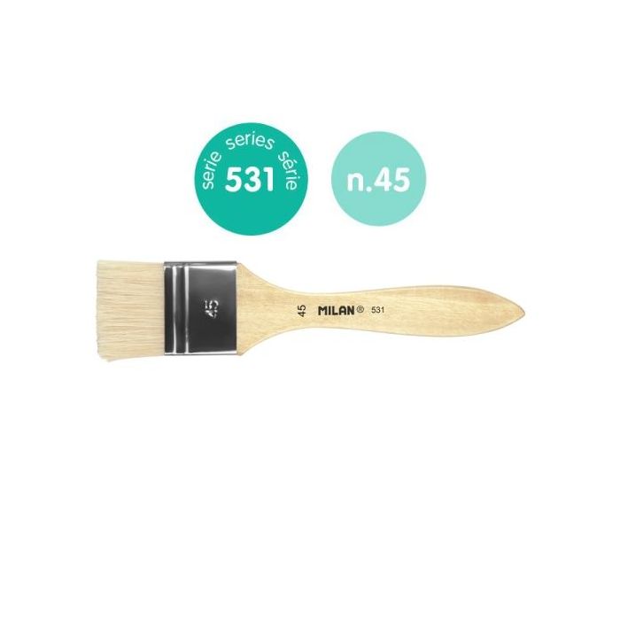 Milan 531 Paletina para Barnices y Oleo de 45mm - Cerda Natural - Mango Corto - Color Madera Claro