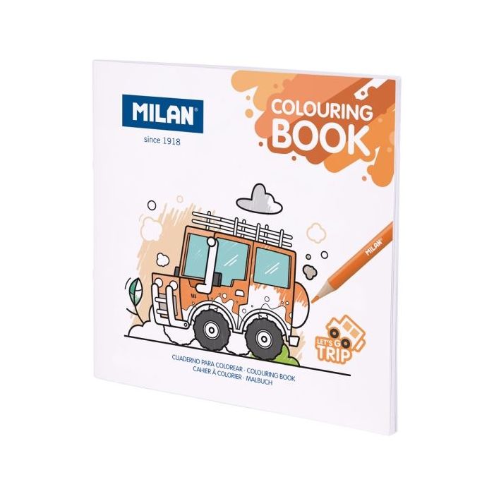 Milan Let's go trip Cuaderno para Colorear Microperforado - Tematica Vehiculos - 20 Ilustraciones Detalladas
