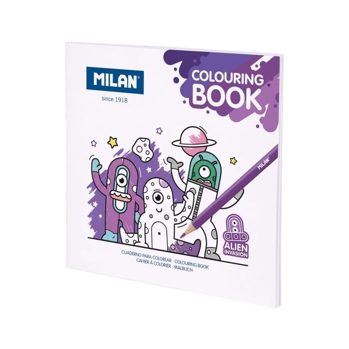Milan Alien Invasion Cuaderno para Colorear Microperforado - Tematica Aliens - 20 Ilustraciones Detalladas