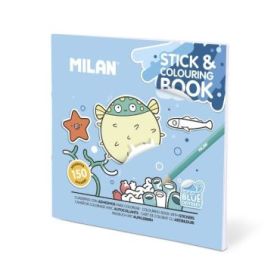 Milan Blue Odyssey Cuaderno para Colorear - con Adhesivos - 140g - 21x21cm - Colores Surtidos