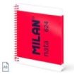 Milan Nata 624 Cuaderno A5 con Espiral - Hojas Blancas - 80 Hojas de 95g - Tapa Dura - Color Rosa