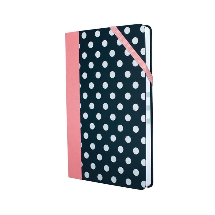 Milan Paperbook Dots Libreta Mediana - Cuadriculado - 208 Hojas de 80g - Cierre Elastico - Color Negro