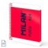 Milan Nata 624 Cuaderno A5 con Espiral - Cuadriculado - 80 Hojas de 95Gr - Tapa Dura - Color Rosa